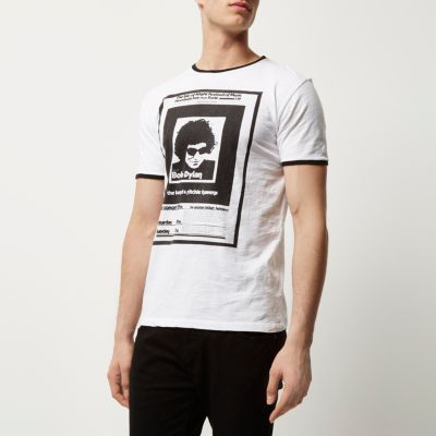 White Worn By Bob Dylan print t-shirt